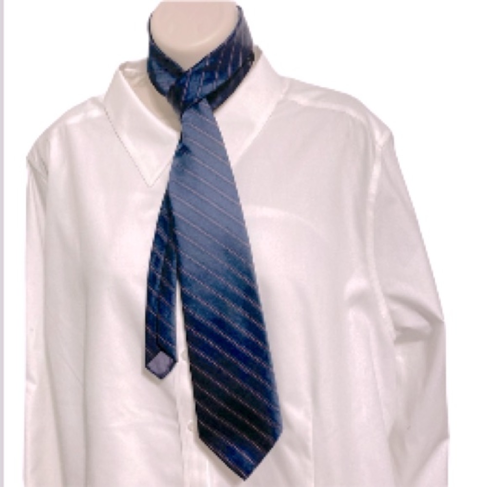 Towncraft Vintage Diagonal Stripe Navy Blue Red Stripes Men's Necktie 3.5" Wide